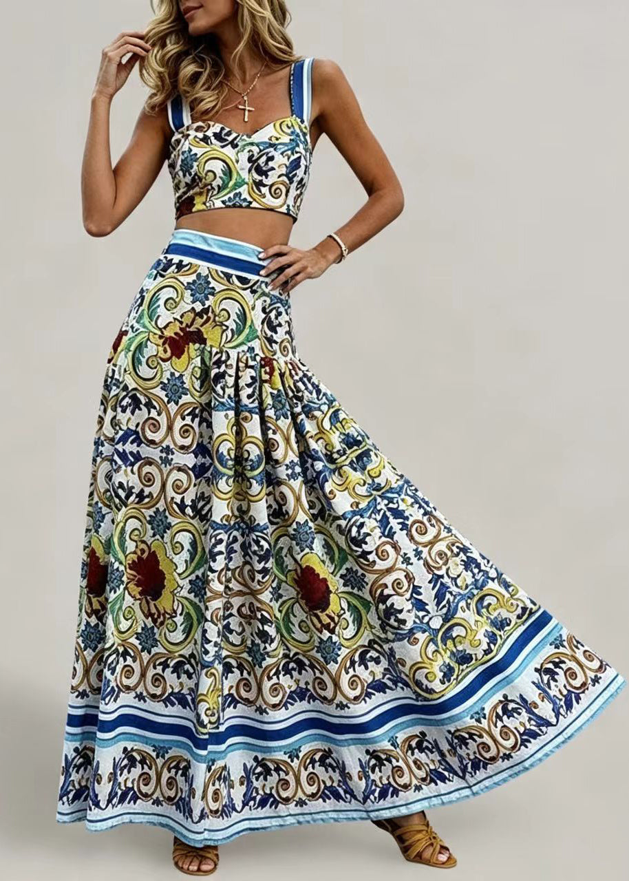 Dames Tweedelige Set Cami-Top en Rok Boho Stijl 2