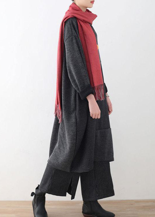 Dames Tweedelige Set Comfy Met Gestreepte Truitop en Wijde Pijpen Broek 3