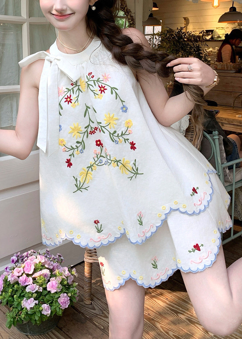 Dames Tweedelige Set Geborduurde Top en Rok Zomerstijl 2