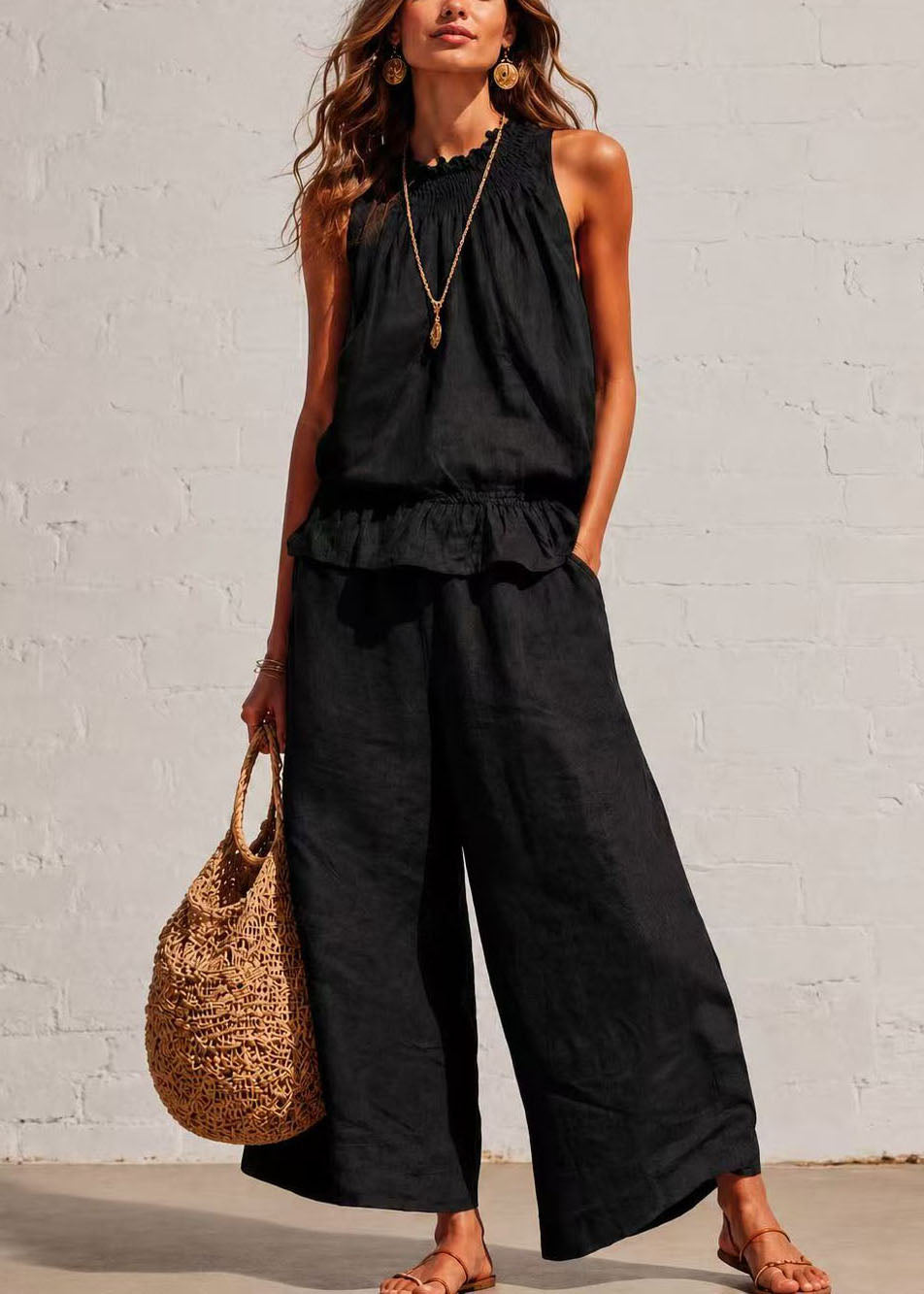 Dames Tweedelige Set Koude Schouder Zomerstijl 4