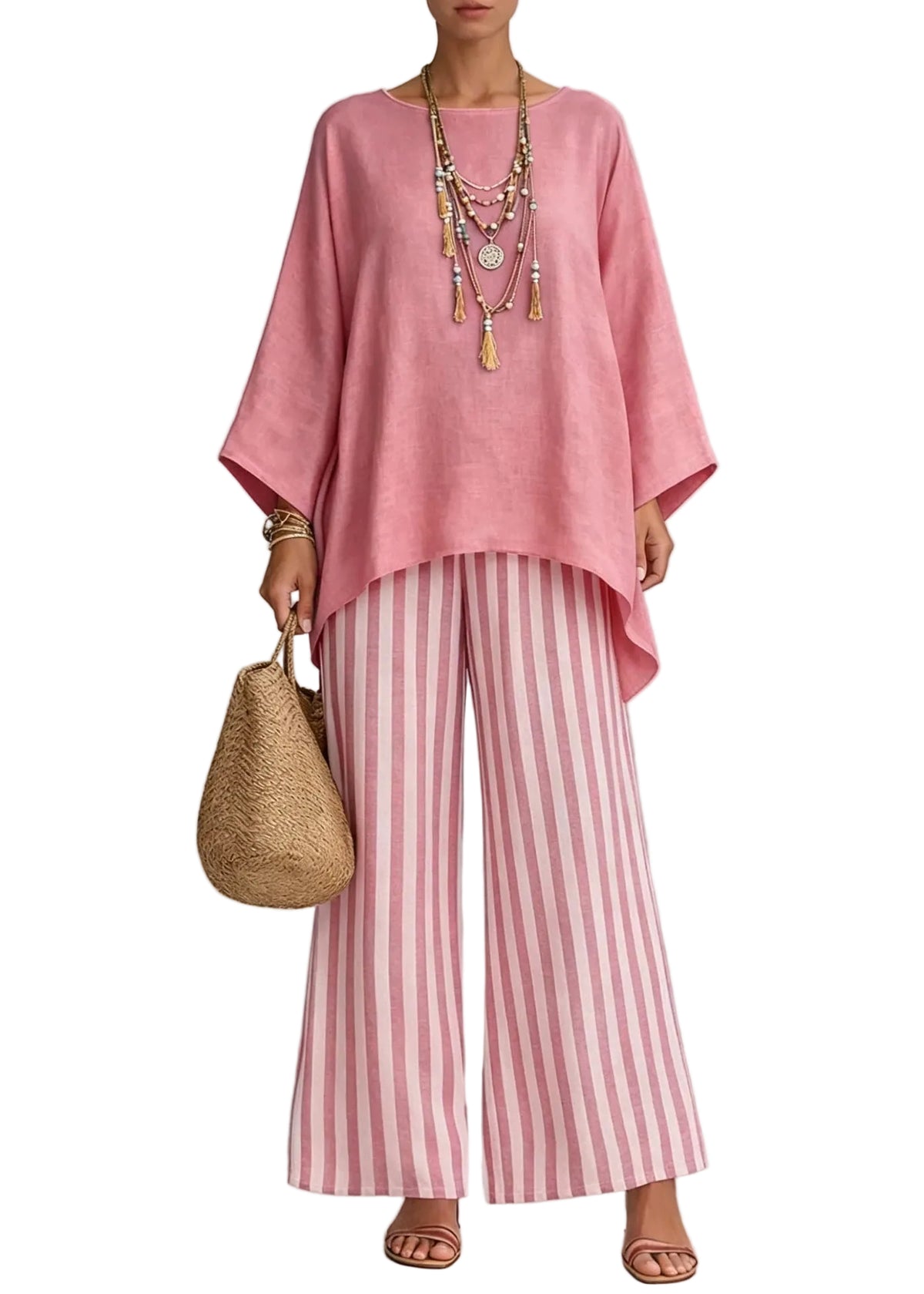 Dames Tweedelige Set Losse Top en Wijde Broek Herfststijl 0