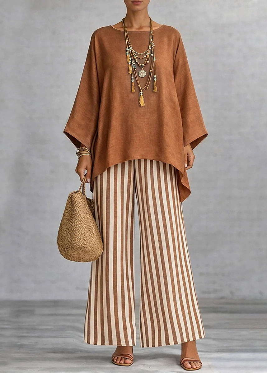 Dames Tweedelige Set Losse Top en Wijde Broek Herfststijl 4