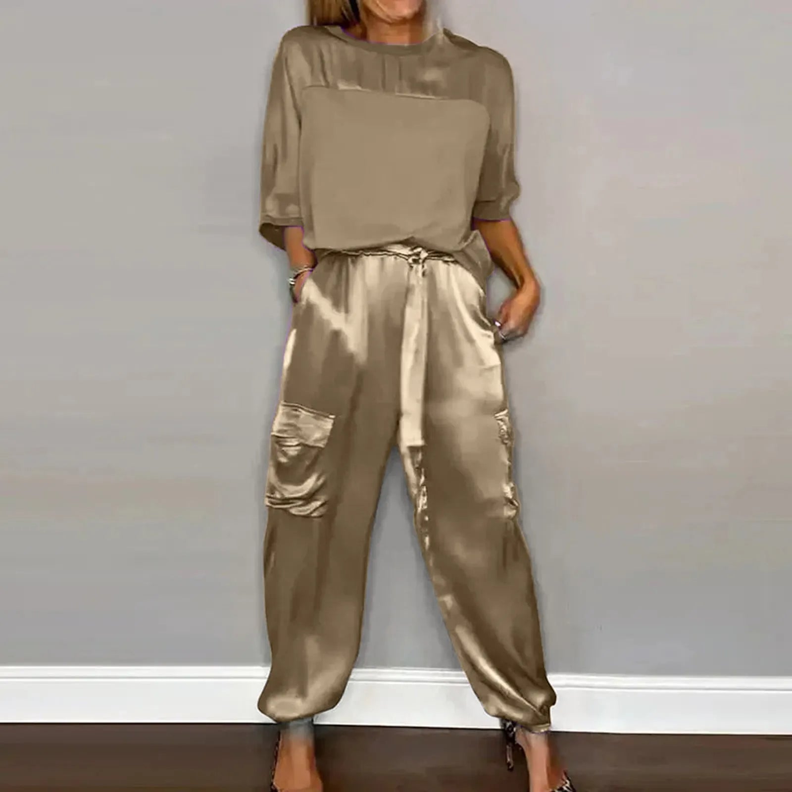 Dames Tweedelige Set Losvallende Top en Broek Comfy Style 0