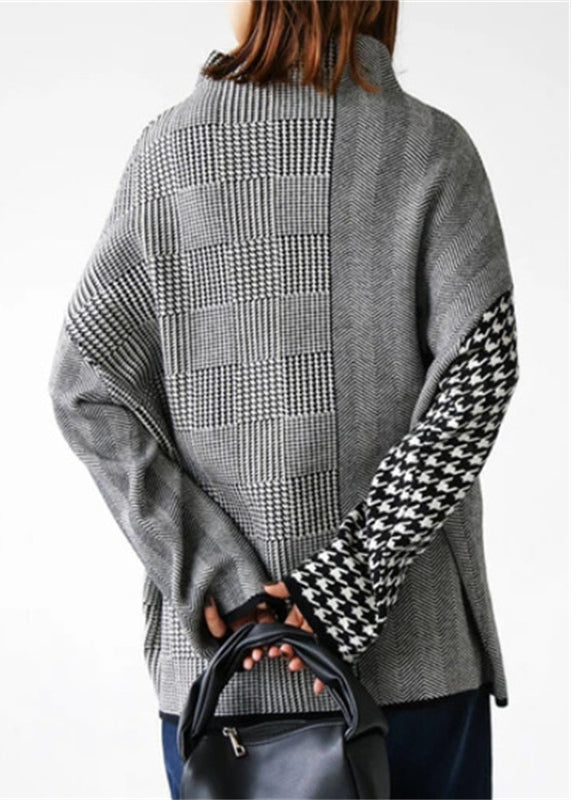 Dames Tweedelige Set Met Geruite Gebreide Trui En Rok 4