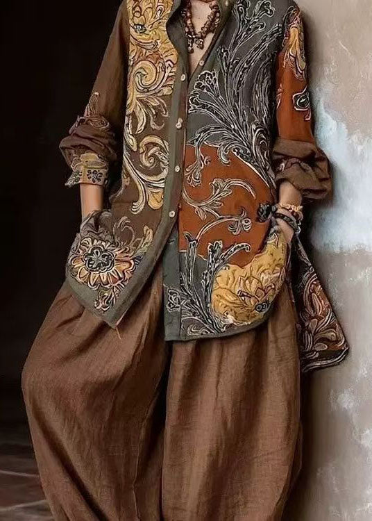 Dames Tweedelige Set Met Oversized Print En Peter Pan-kraag 1