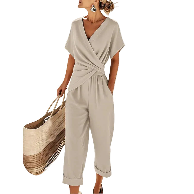 Dames Tweedelige Set Met Overslag - Casual Two Piece Set Dames 0