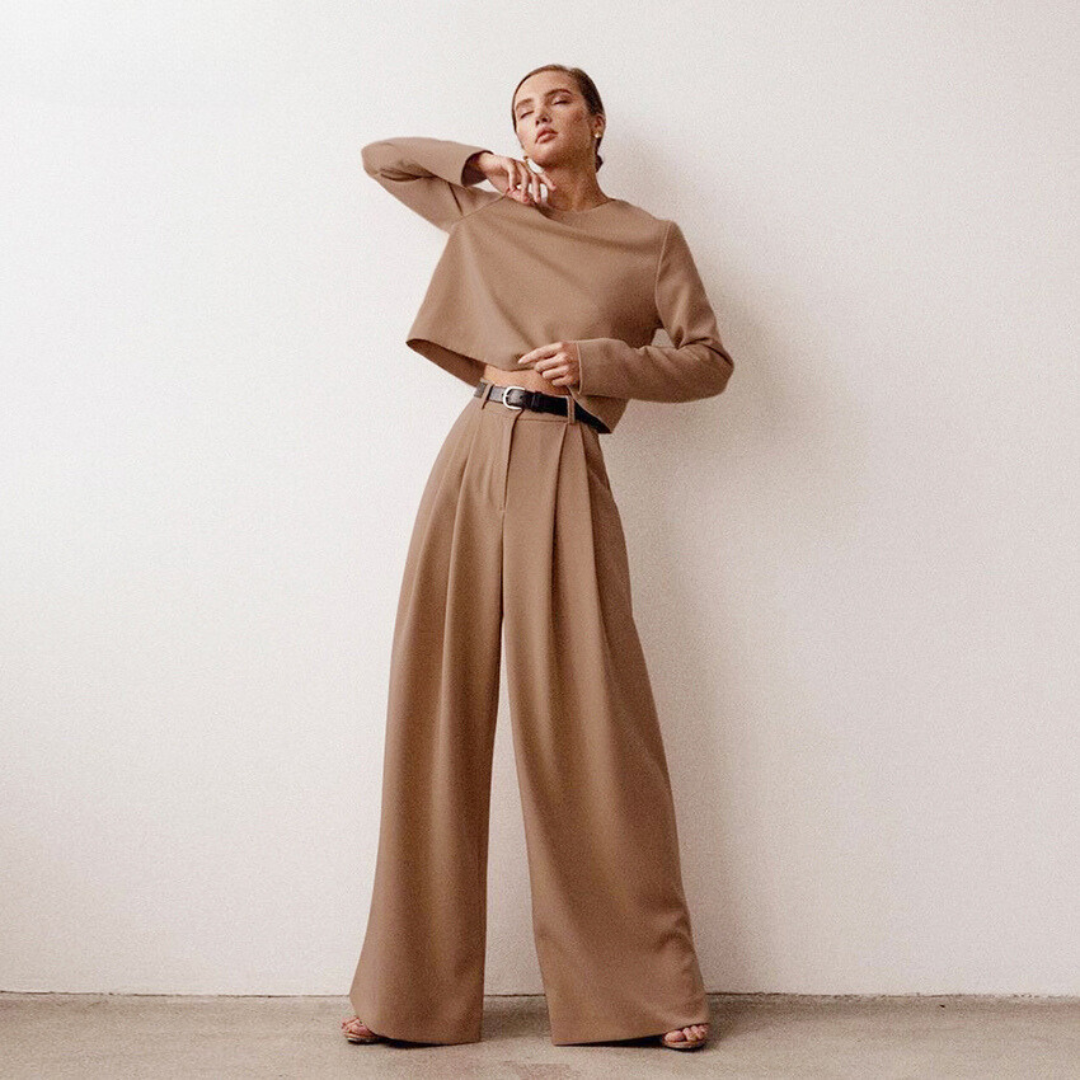 Dames Tweedelige Set Met Wijdere Broek Modern Style 2