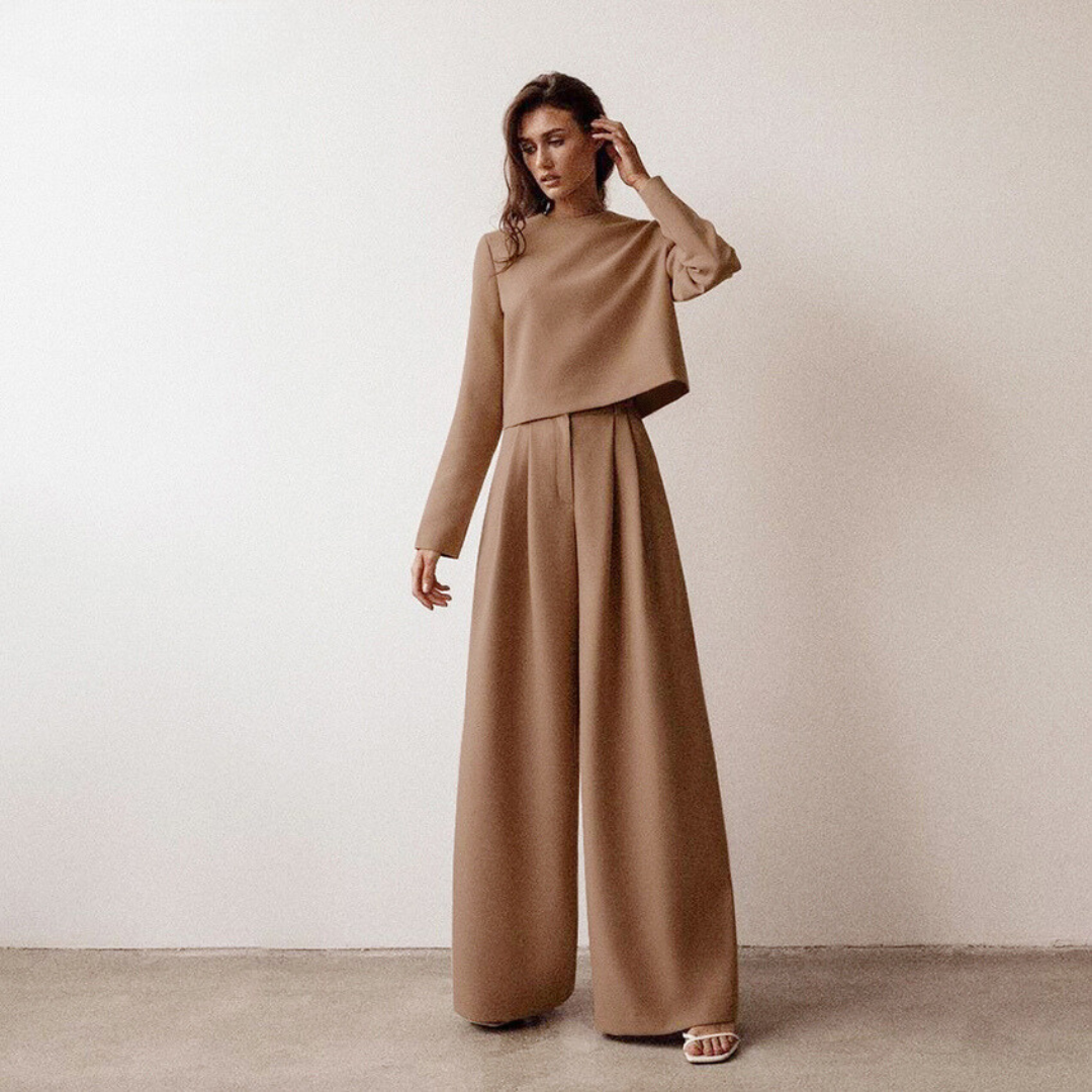 Dames Tweedelige Set Met Wijdere Broek Modern Style 6