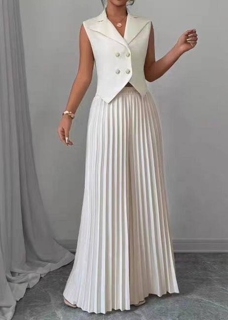 Dames Tweedelige Set Mouwloos Gerimpeld Design 1
