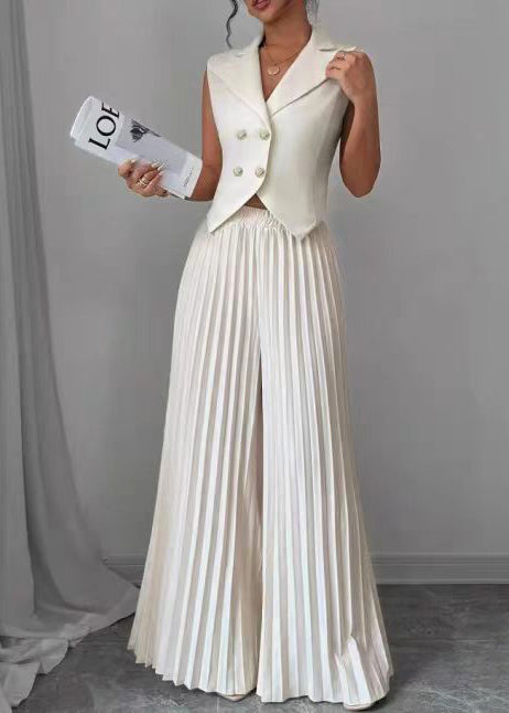 Dames Tweedelige Set Mouwloos Gerimpeld Design 2