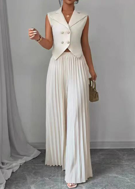 Dames Tweedelige Set Mouwloos Gerimpeld Design 3