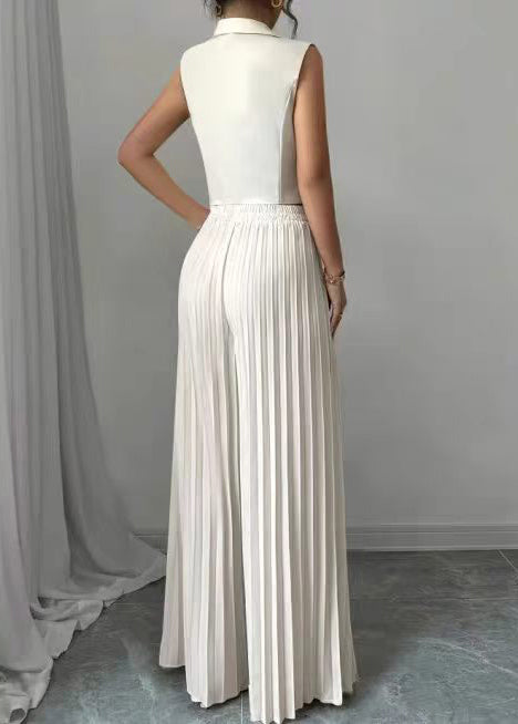 Dames Tweedelige Set Mouwloos Gerimpeld Design 4