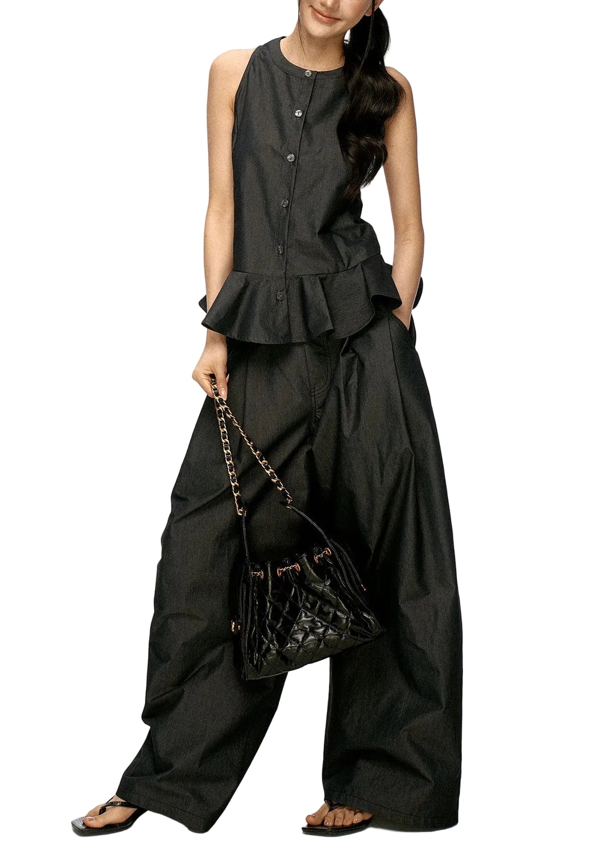 Dames Tweedelige Set Mouwloos Patchwork Stijl 0