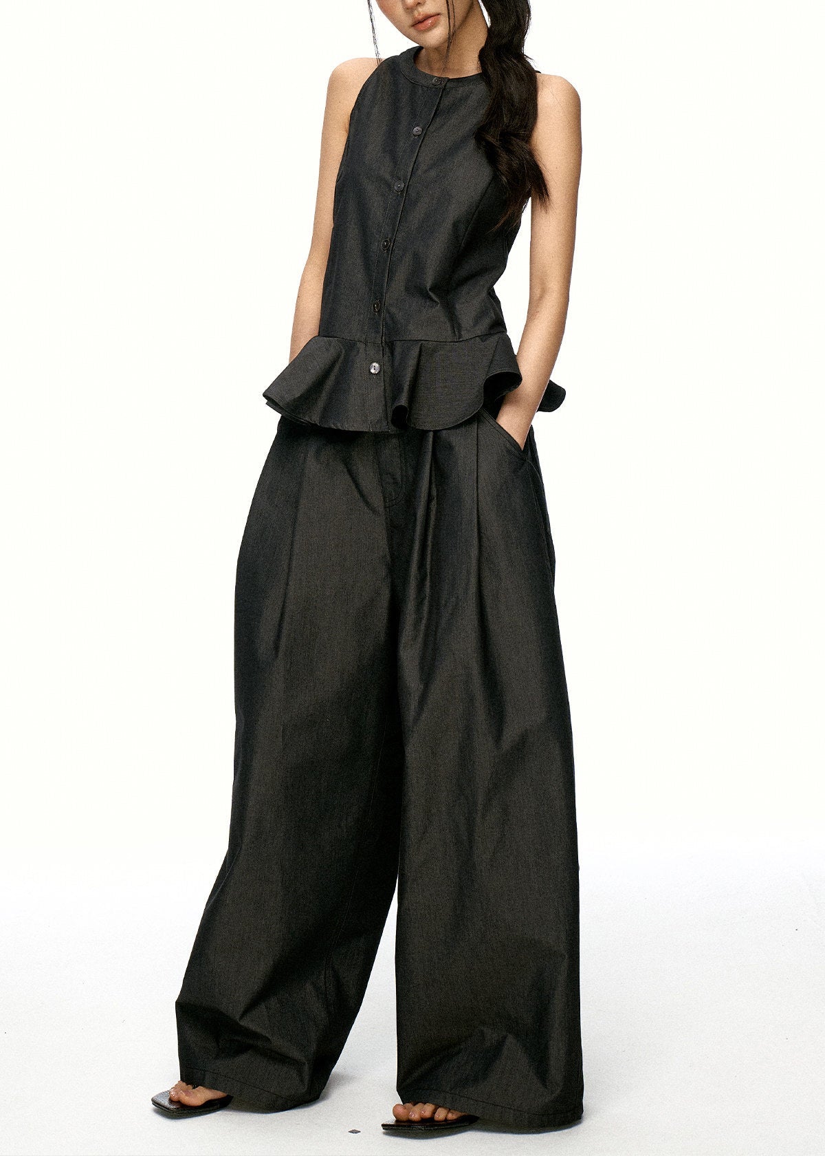 Dames Tweedelige Set Mouwloos Patchwork Stijl 3