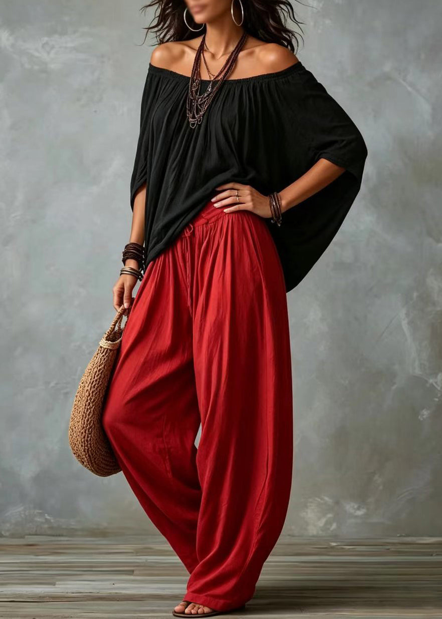 Dames Tweedelige Set Oversized Met Koude Schouder Vleermuismouw 1