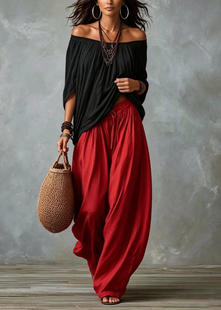 Dames Tweedelige Set Oversized Met Koude Schouder Vleermuismouw 2