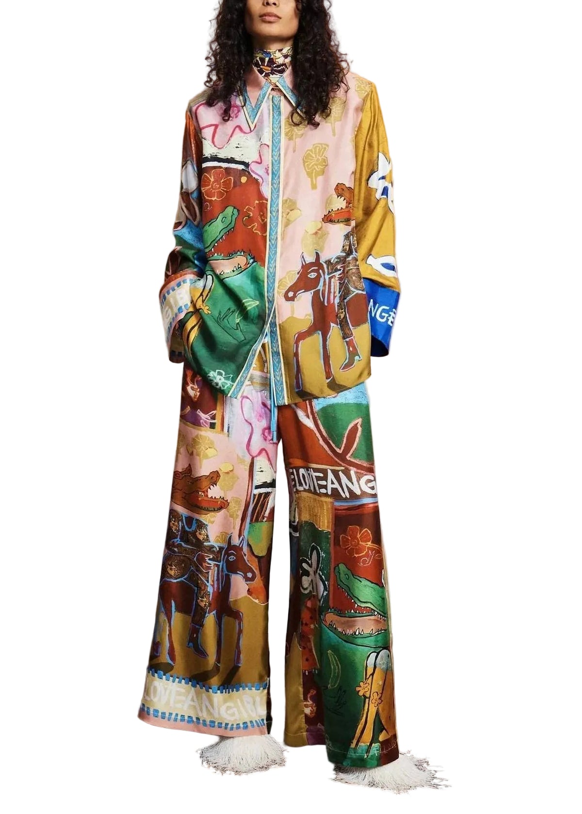 Dames Tweedelige Set Oversized Print Herfststijl 0