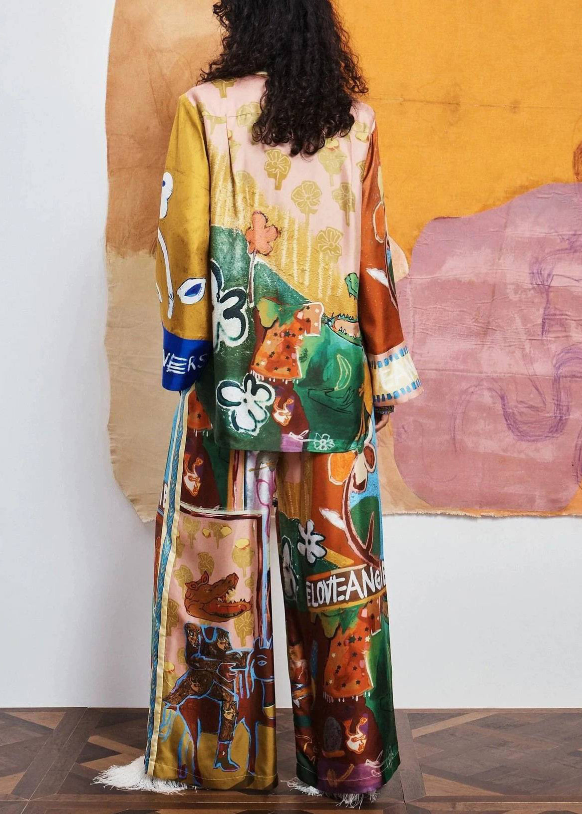 Dames Tweedelige Set Oversized Print Herfststijl 2