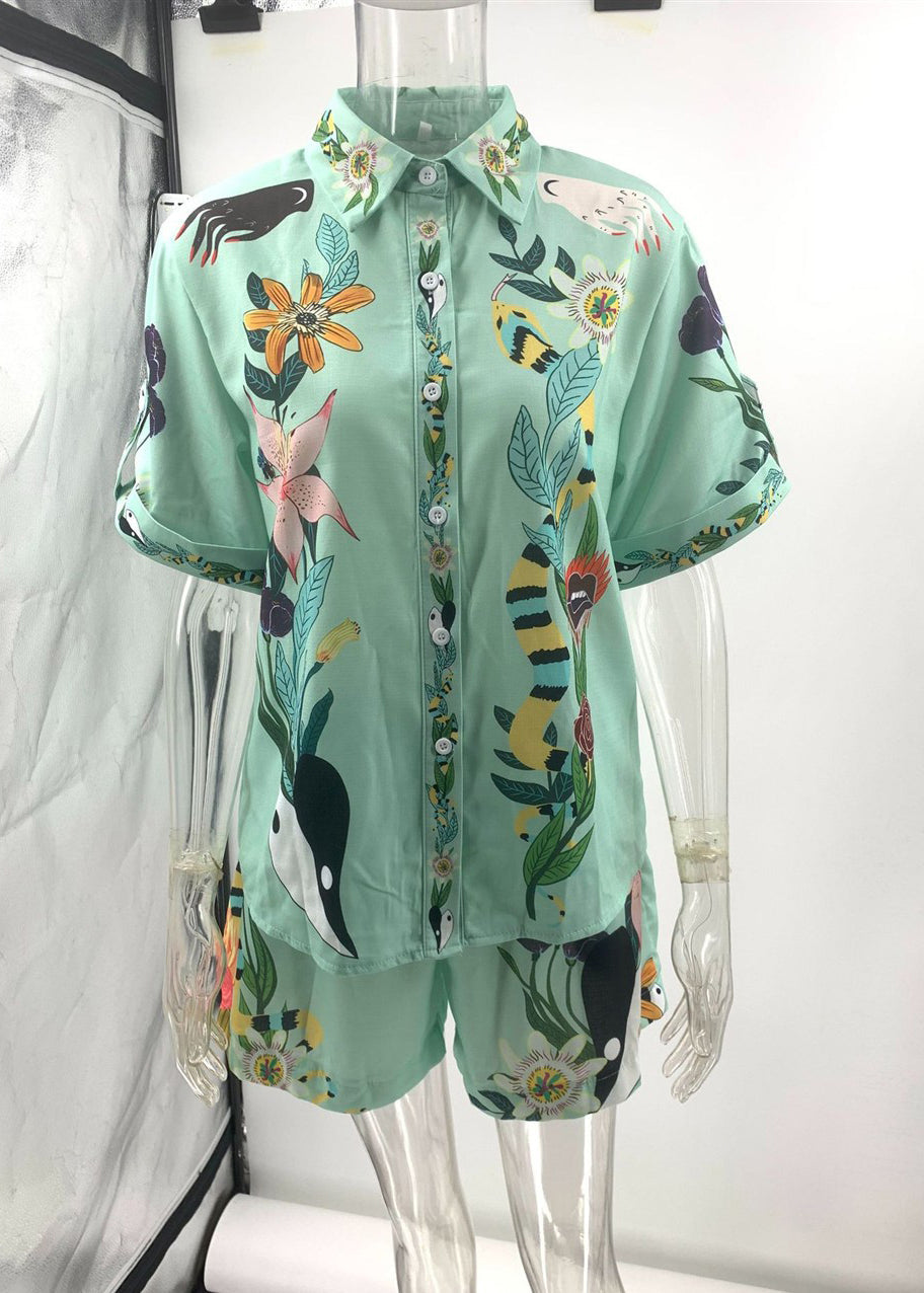 Dames Tweedelige Set Oversized Print Zomerstijl 4