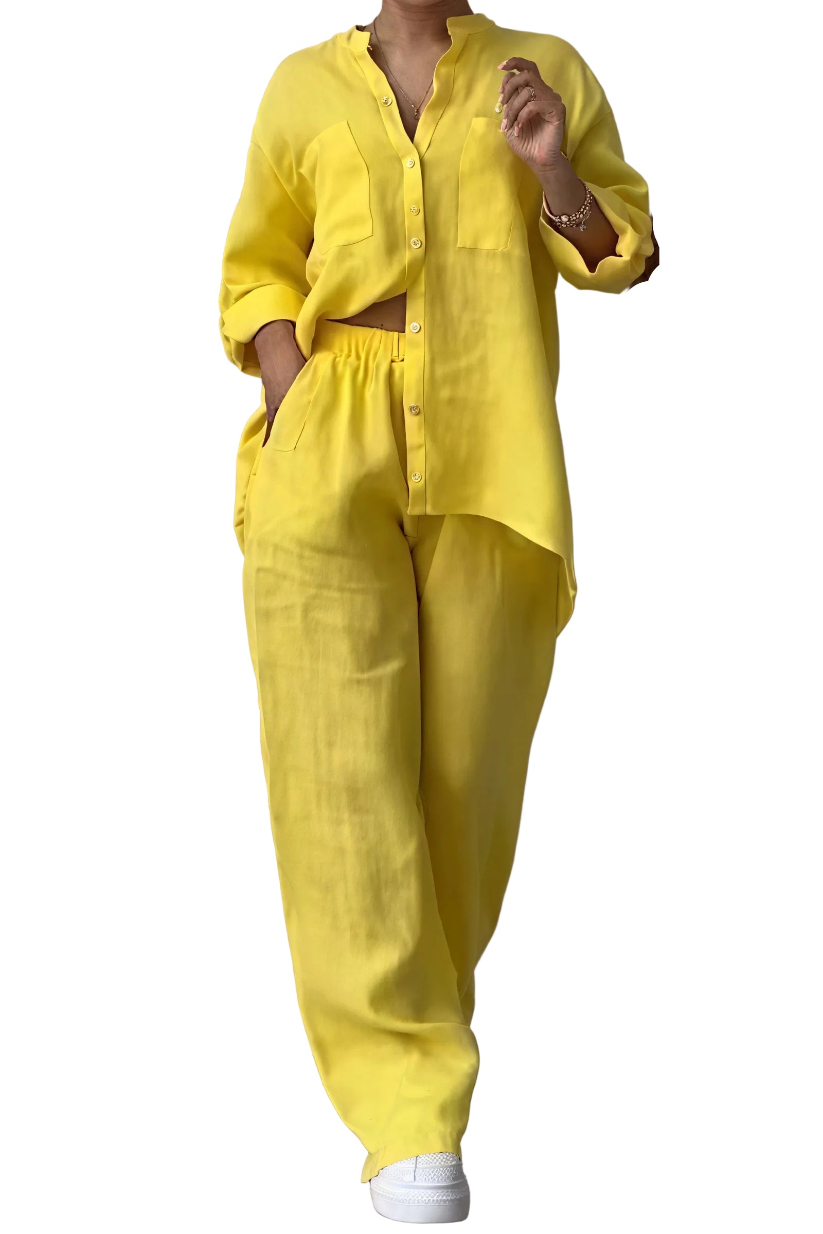 Dames Tweedelige Set Oversized Shirt en Relaxte Broek 0