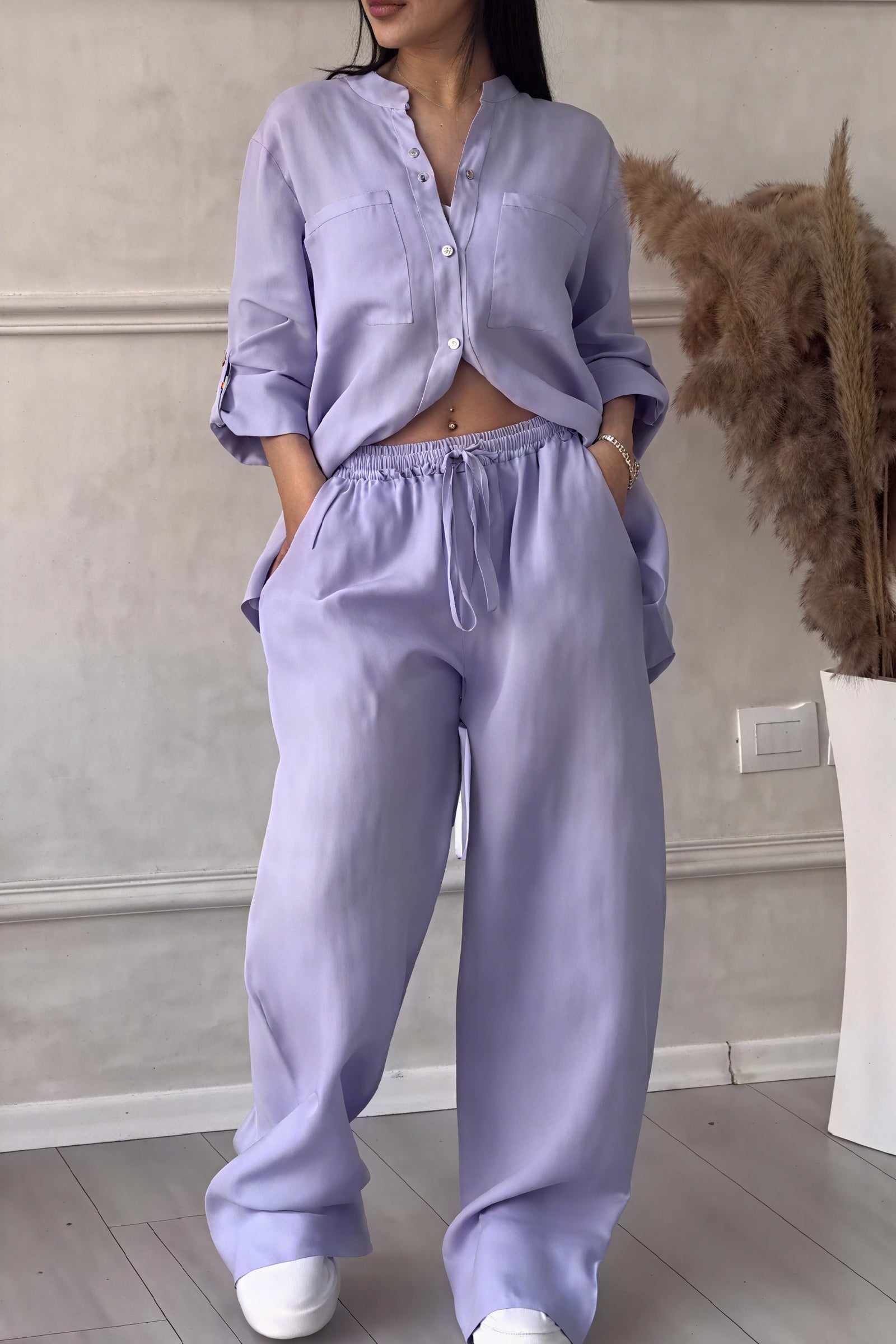 Dames Tweedelige Set Oversized Shirt en Relaxte Broek 3