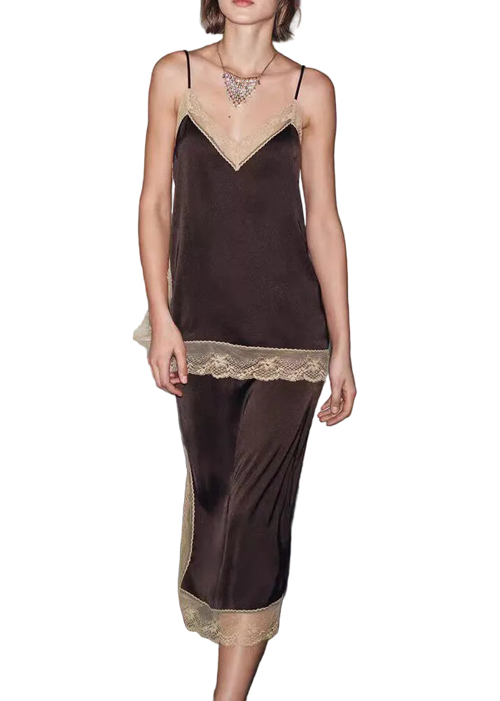 Dames Tweedelige Set Patchwork Kant Zomerstijl 0