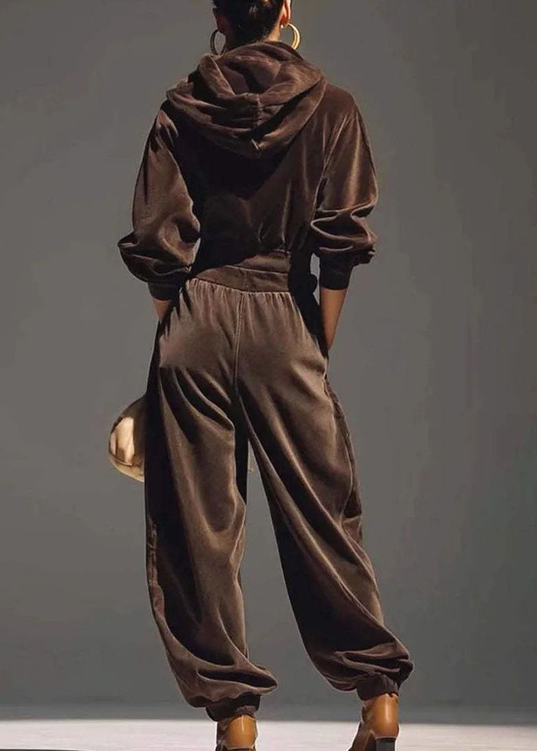 Dames Tweedelige Set Top met Capuchon en Harembroek Vintage Stijl 4