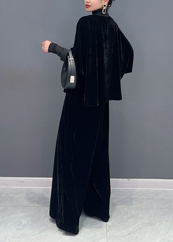 Dames Tweedelige Set V-hals Jasje en Wijde Pijpen Broek 4