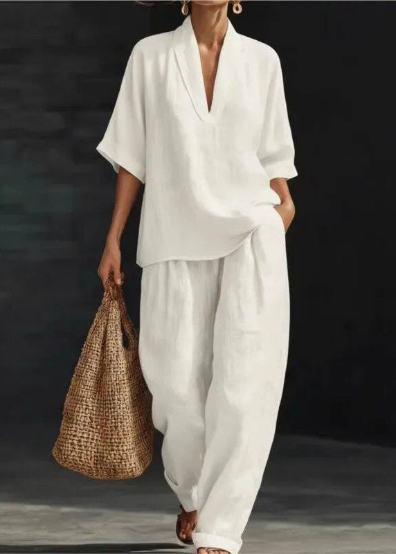 Dames Tweedelige Set V-hals Oversized voor Zomerstijl 0