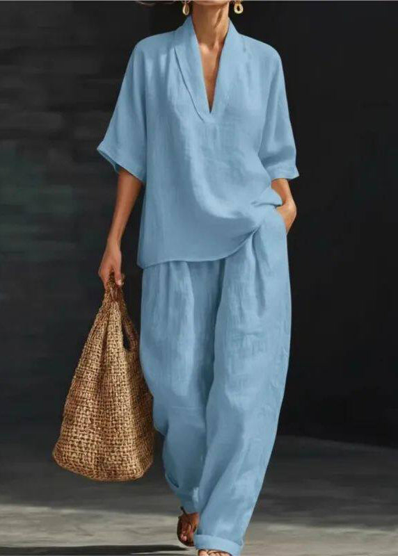Dames Tweedelige Set V-hals Oversized voor Zomerstijl 2