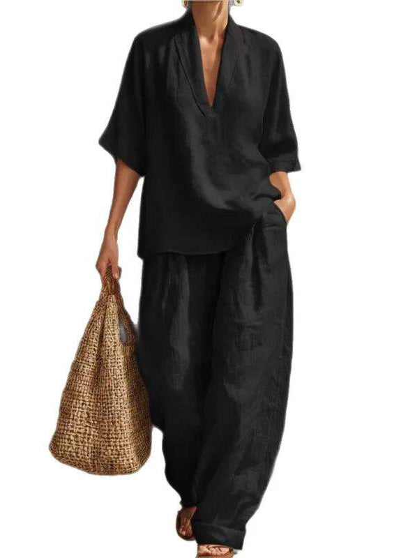Dames Tweedelige Set V-hals Oversized voor Zomerstijl 4