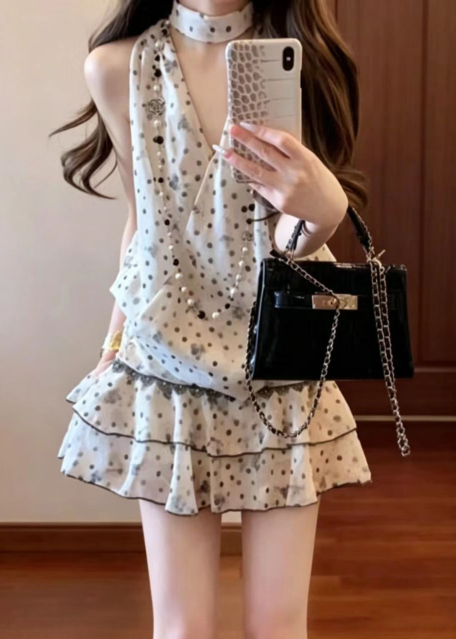 Dames Tweedelige Set V-hals Print Zomerstijl 1