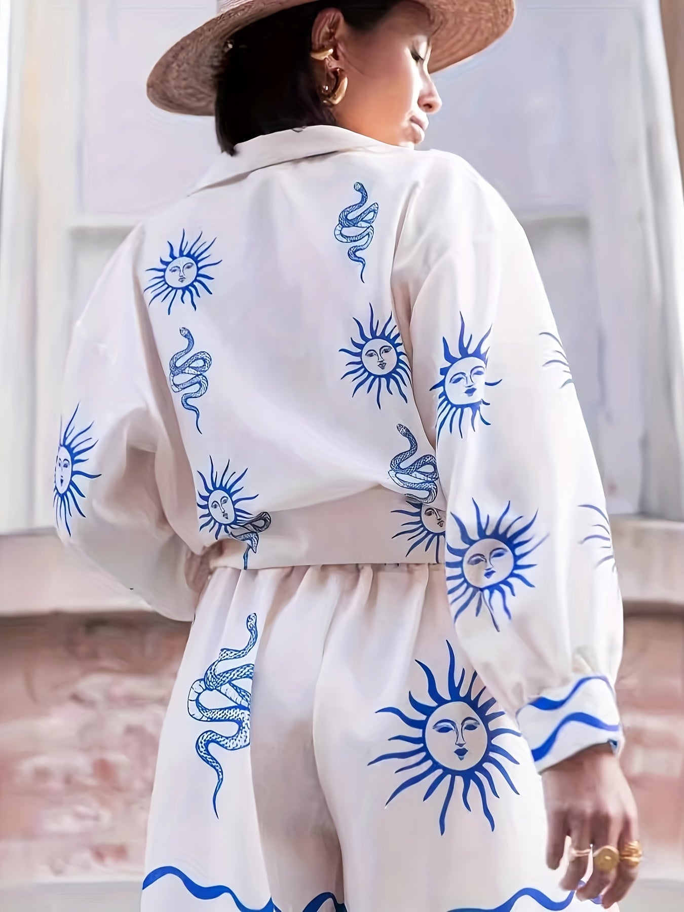 Dames Tweedelige Set met Hoge Taille Shorts en Print 4