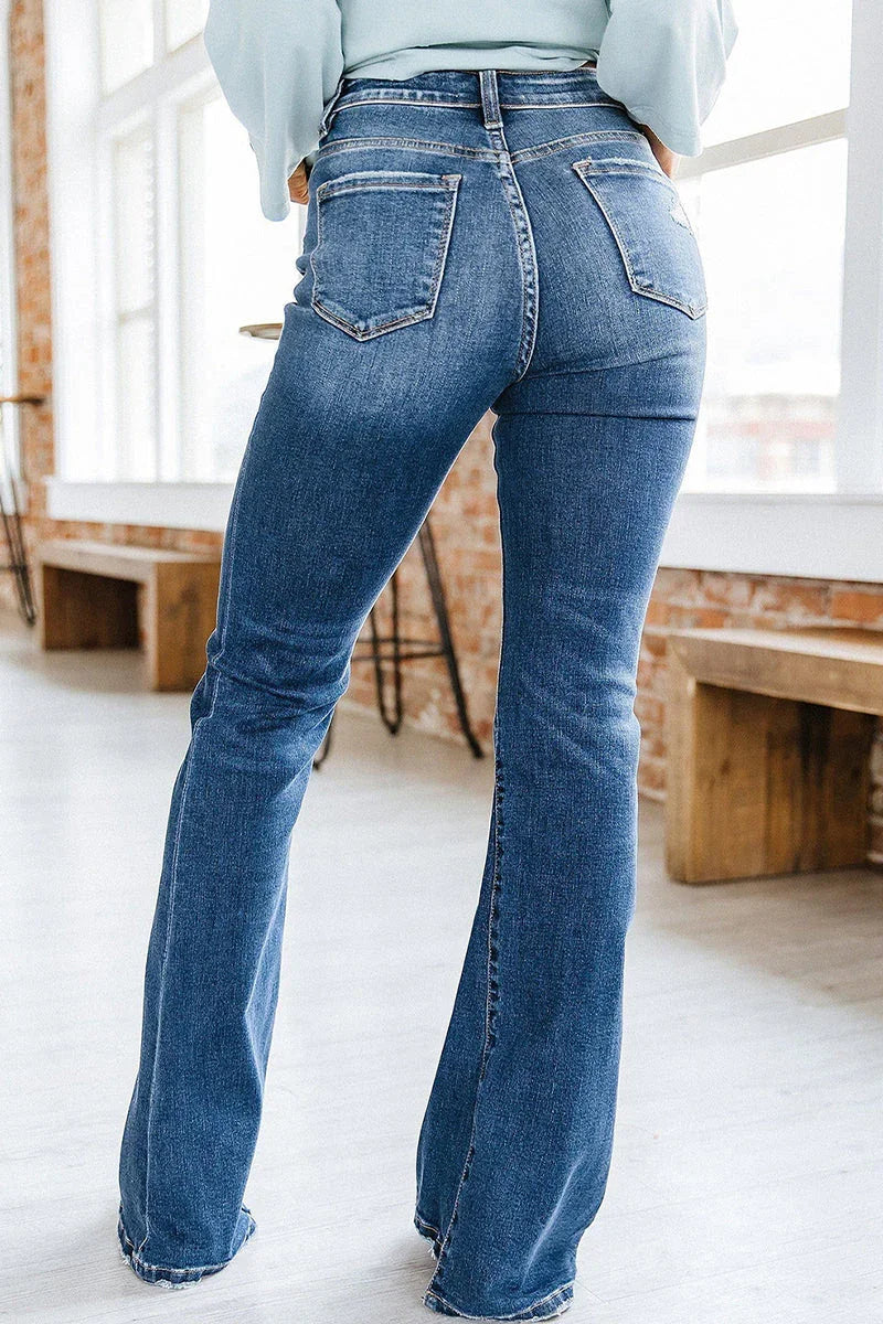 Dames Uitlopende Jeans Hoge Taille 2