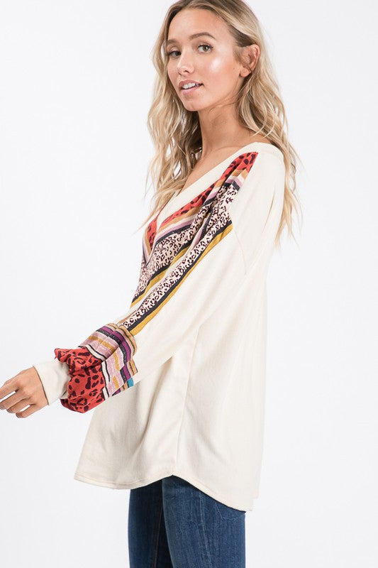 Dames V-Hals Blouse Bisschopsmouwen Katoen 1