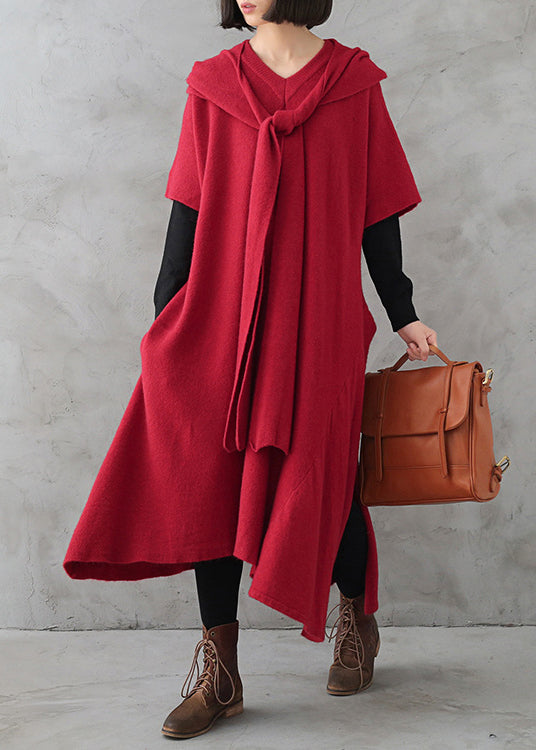 Dames V-hals Sweaterjurk met Zij-openingen 1