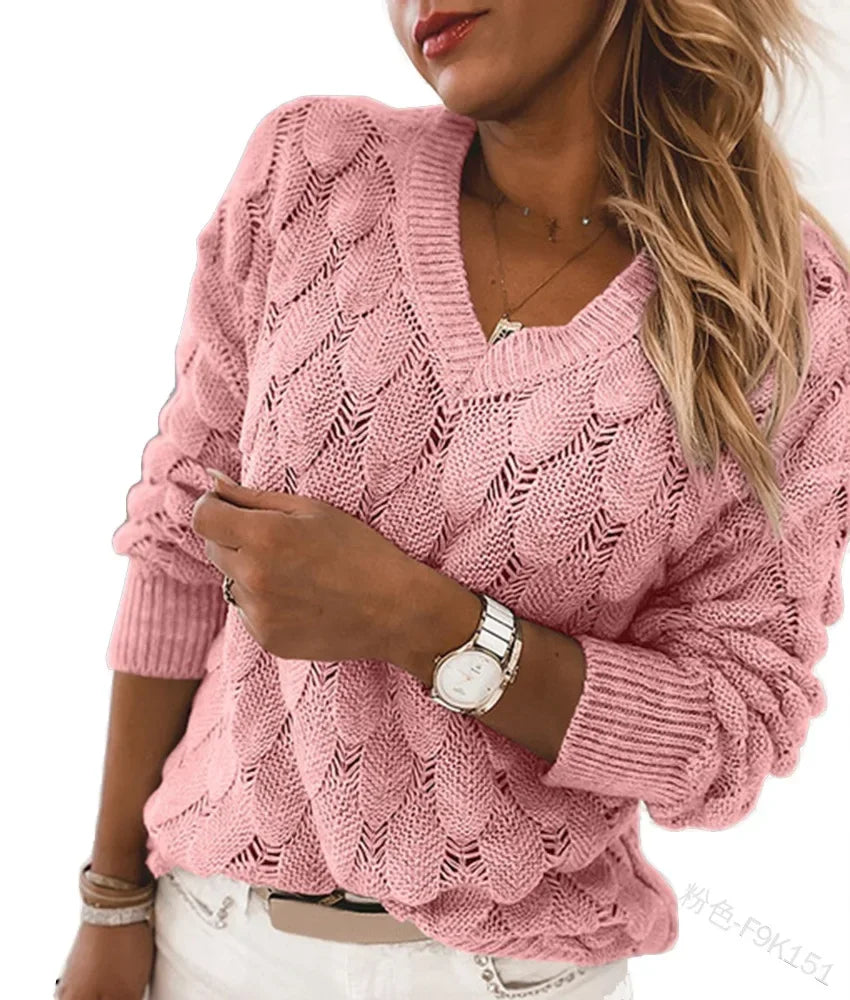 Dames V-hals Trui Warm Acrylmix 6