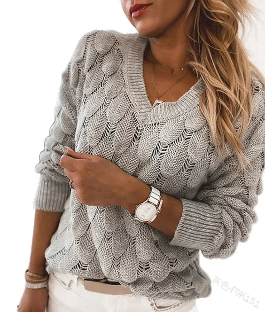 Dames V-hals Trui Warm Acrylmix 7