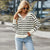 Dames V-hals Trui met Streepdesign 1