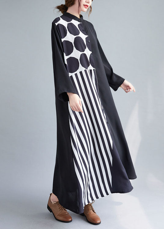 Dames Vakantiejurk met Zwart Print en Patchwork 2