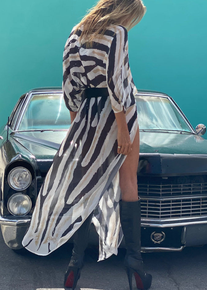 Dames Vest Asymmetrisch Zebrapatroon Zomerstijl 3