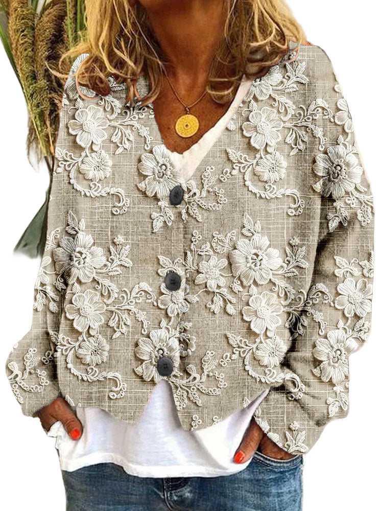 Dames Vest Bloemenprint Casual 0
