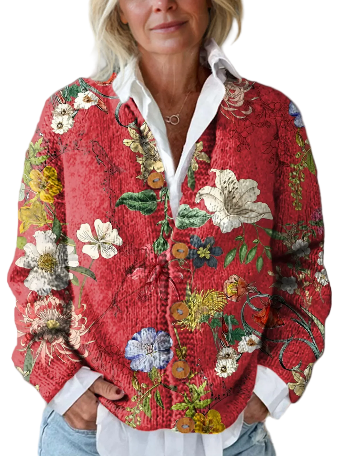 Dames Vest Bloemenprint Casual 0