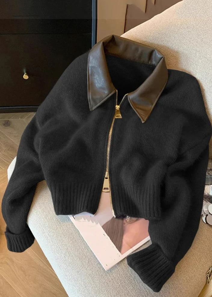 Dames Vest Casual Met Peter Pan-kraag En Ritssluiting 1