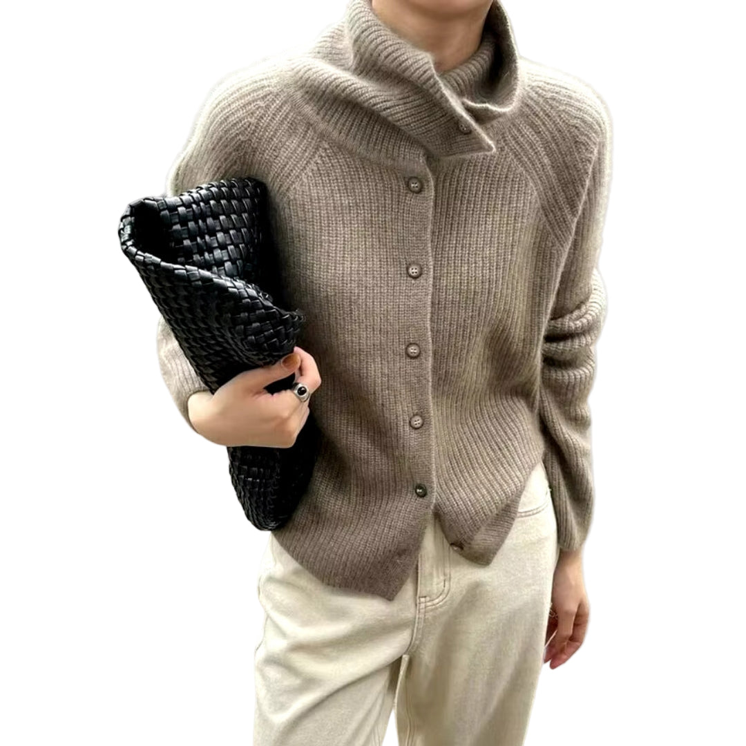 Dames Vest Chunky Gebreid Met Hoge Kraag 0