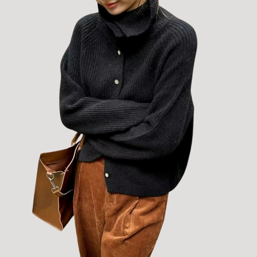 Dames Vest Chunky Gebreid Met Hoge Kraag 2