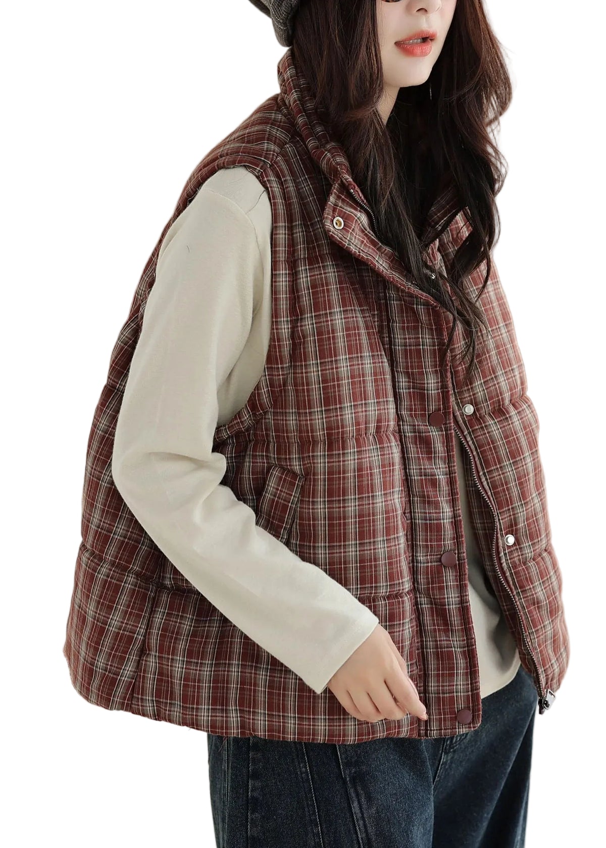 Dames Vest Geruit Comfortabel Losvallend 0