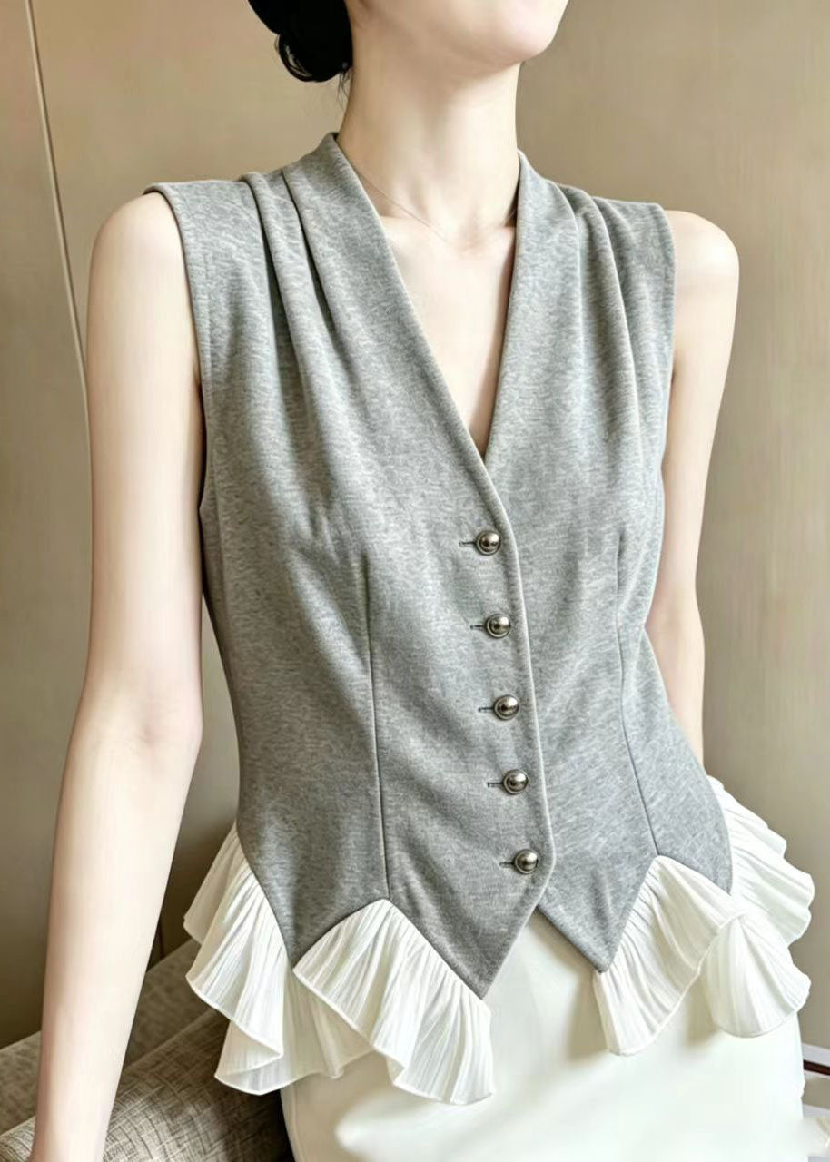 Dames Vest Patchwork Ruches Gerimpeld Zomerstijl 1
