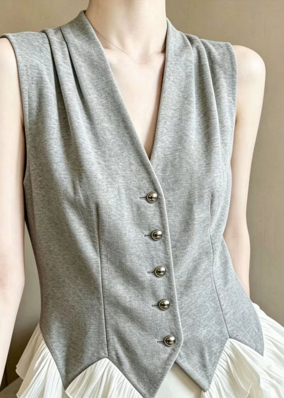 Dames Vest Patchwork Ruches Gerimpeld Zomerstijl 4