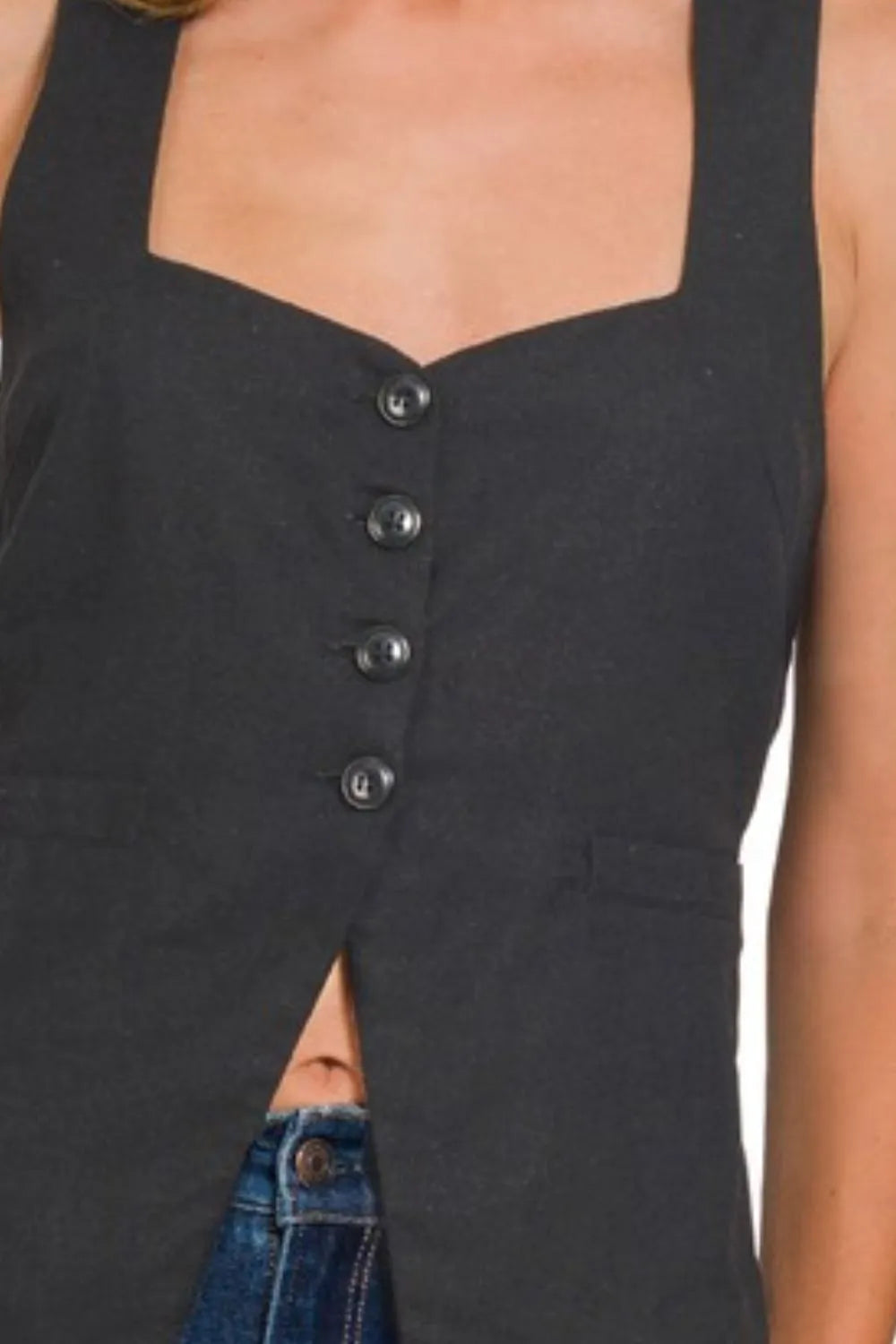 Dames Vest Strikdetail Linnen Met Lining 2